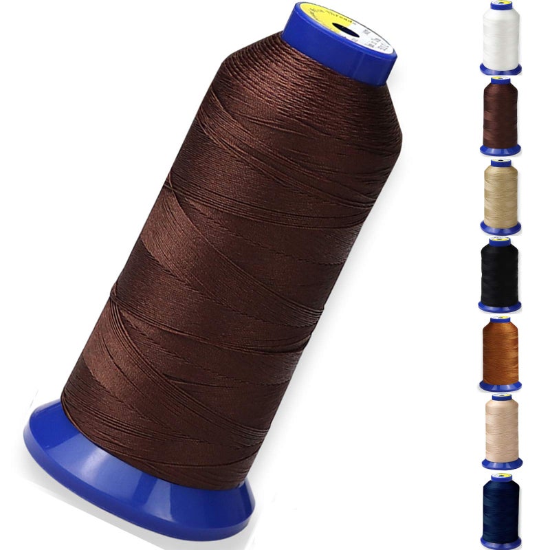 pestor Bonded Nylon Thread for Sewing-Heavy Duty Nylon Thread for Leather, Jeans, Upholstery and Weaving; #69 T70 Size 210D/3 1400 Yardsï¼ˆCoffeeï¼‰ - Image 1